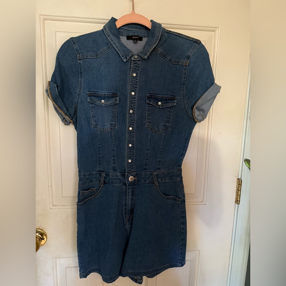 Denim Button-Up Jumpsuit